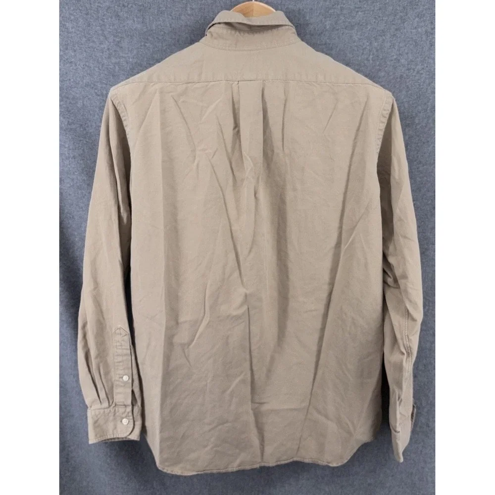 Polo Ralph Lauren Silk Blend Button Down Solid Khaki Tan Mens Medium Classic Fit
